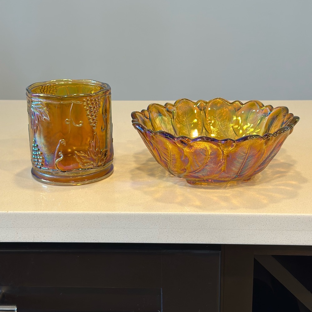 Vintage Glass Bowl and Cylinder set